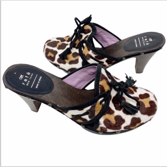 Rafe New York Shoes - RAFE NEW YORK cowhide leopard clogs heels shoes EU 37 / 6.5 US